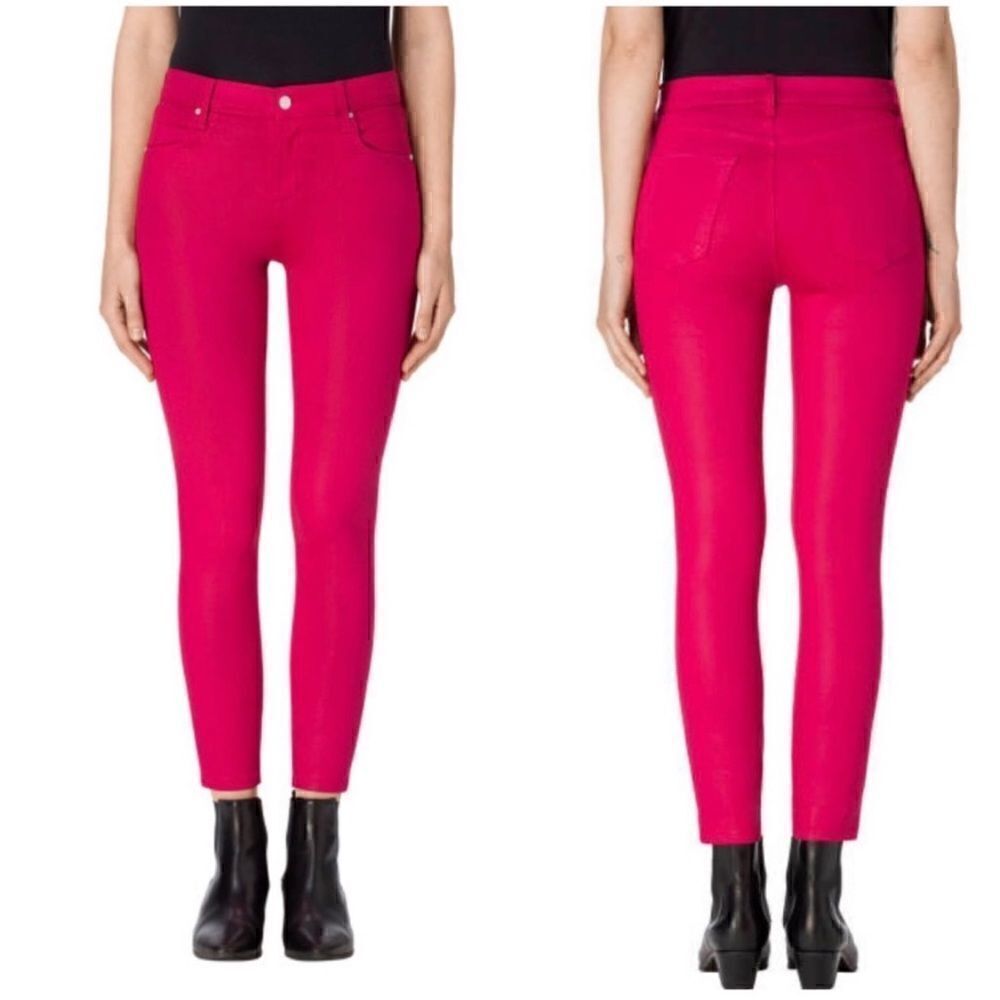 J Brand Alana High Rise Cropped Coated Dizzy Pink Jeans size 26 NWT